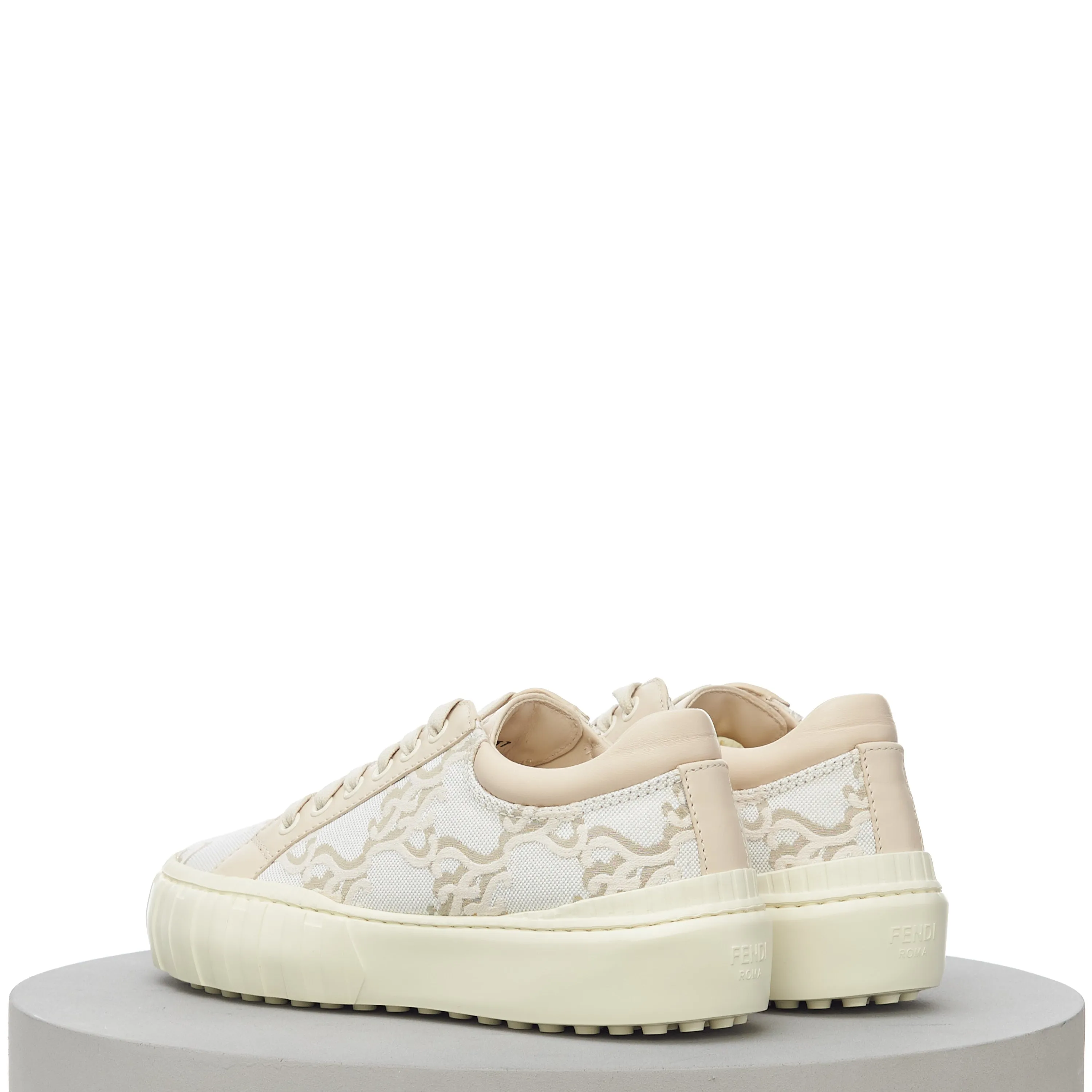 Force FF Karligraphy Motif Low Top Sneakers In Beige & White