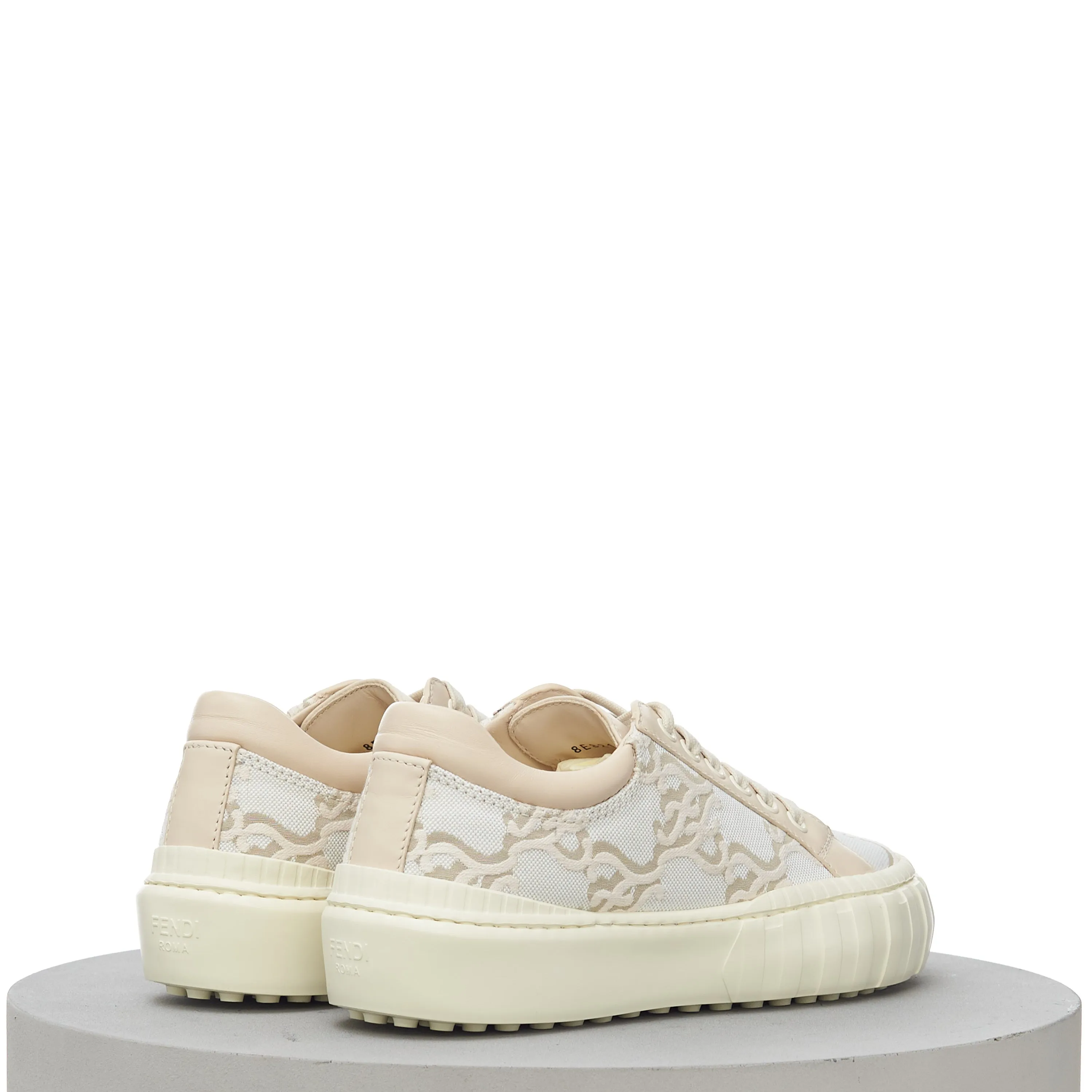 Force FF Karligraphy Motif Low Top Sneakers In Beige & White