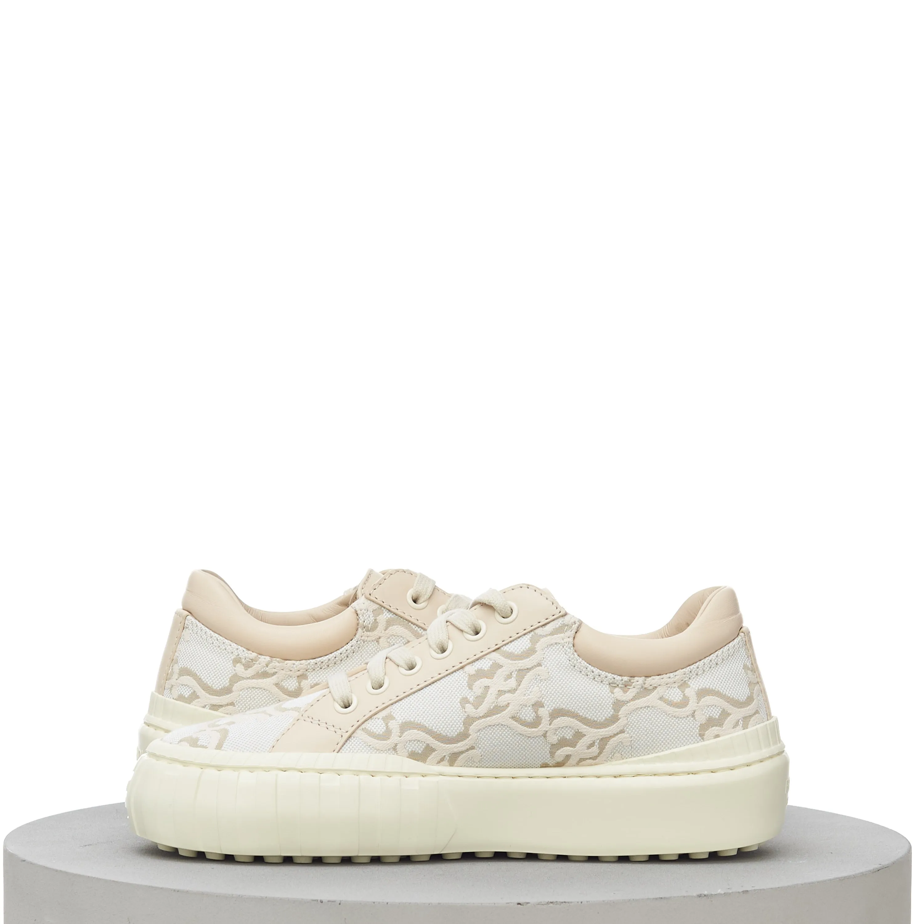 Force FF Karligraphy Motif Low Top Sneakers In Beige & White