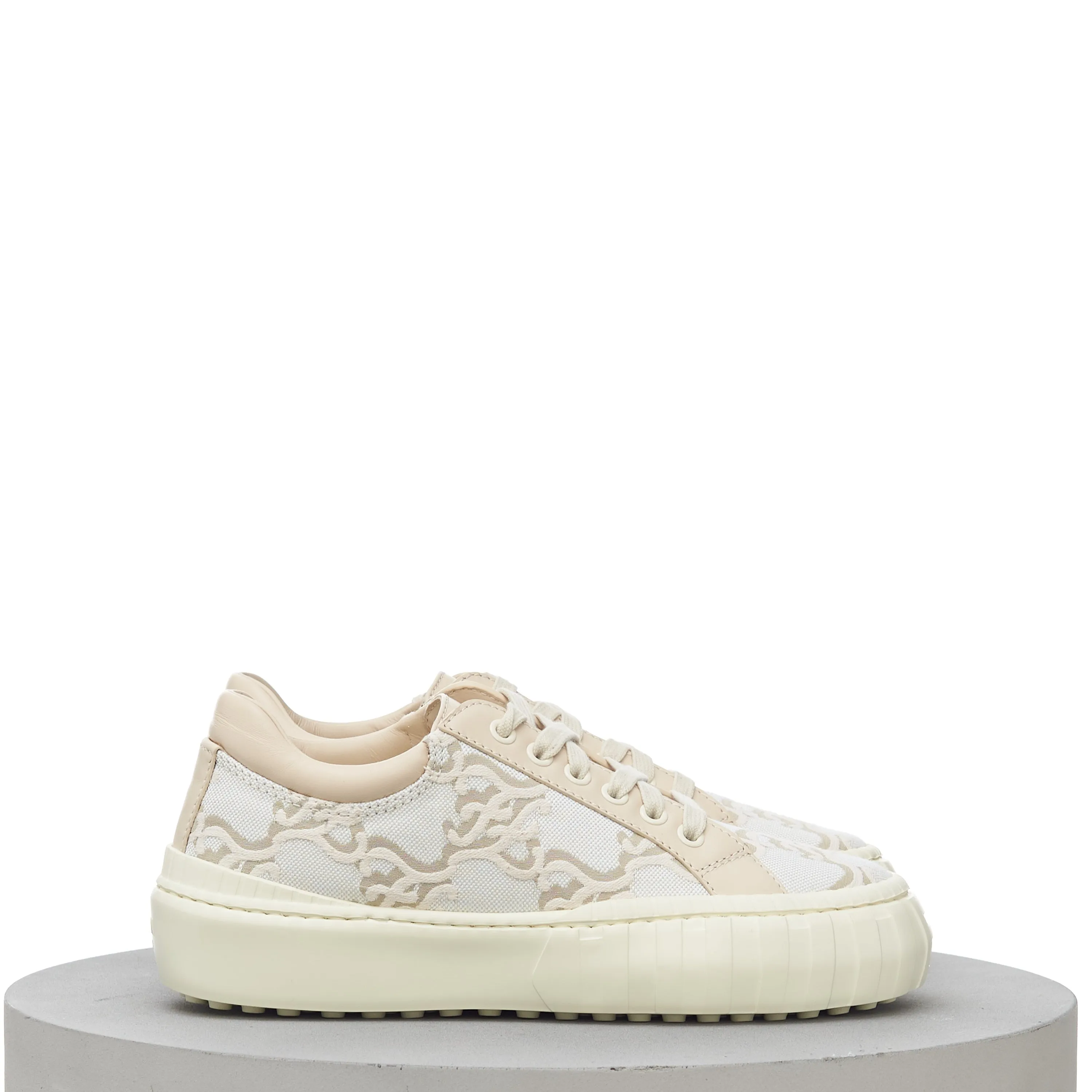 Force FF Karligraphy Motif Low Top Sneakers In Beige & White