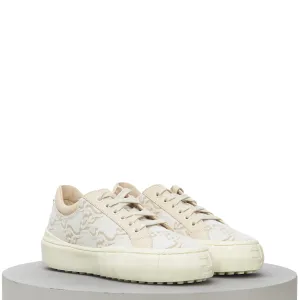 Force FF Karligraphy Motif Low Top Sneakers In Beige & White
