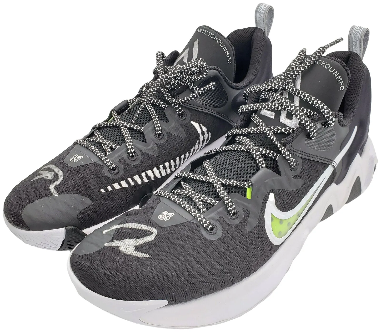 GIANNIS ANTETOKOUNMPO AUTOGRAPHED BLACK NIKE SHOES 12 PAIR BECKETT 197429