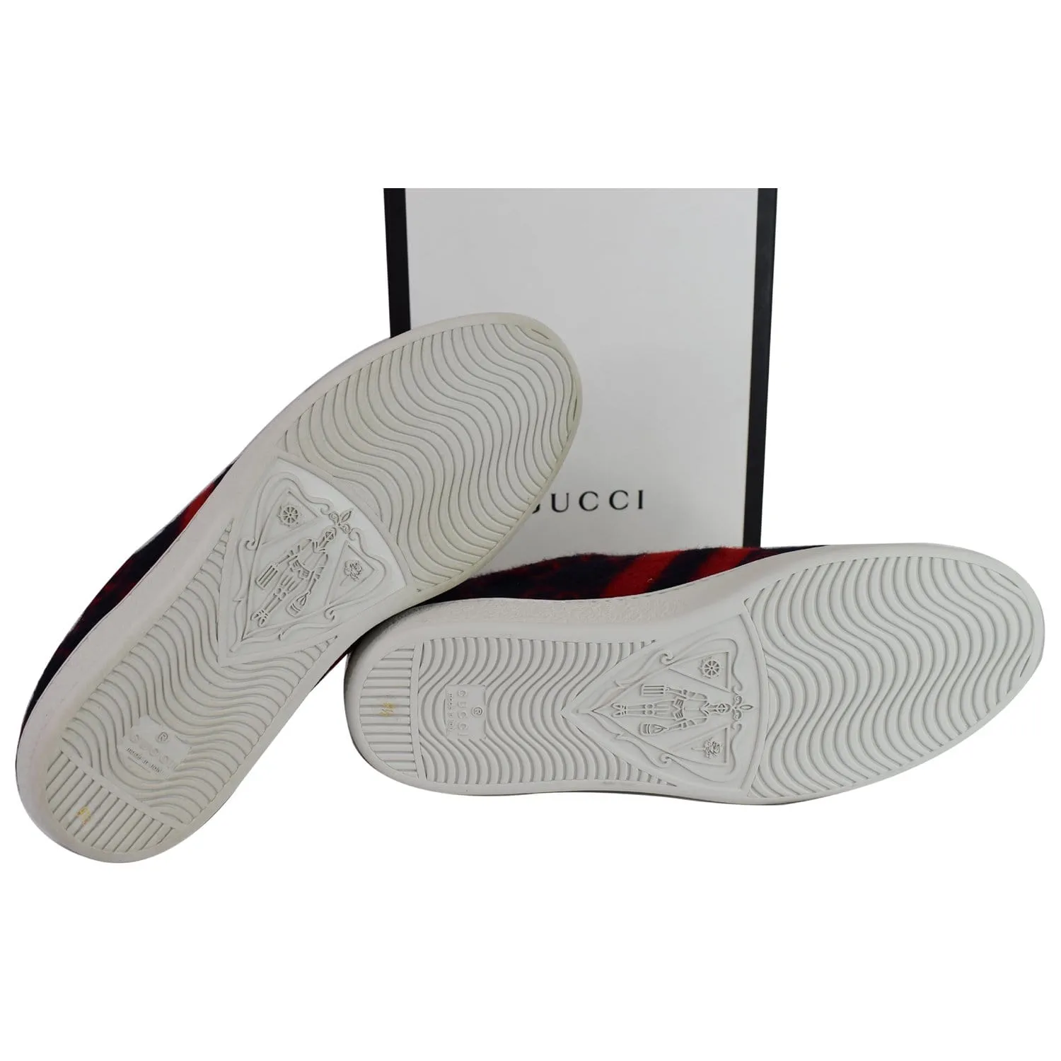 GUCCI Ace Low-Top Wool GG Monogram Sneaker Blue/Red 548695 US 9.5 - 15% OFF