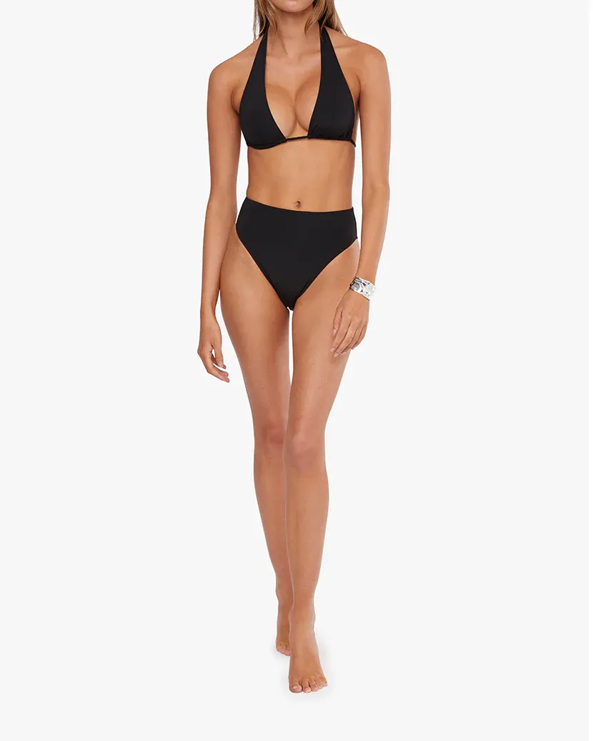 Halter Bikini Top & High Rise Bottom | Black by We Wore What