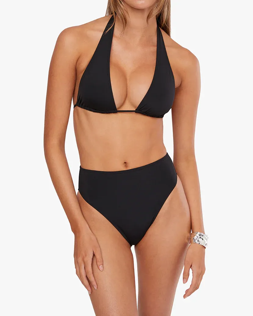 Halter Bikini Top & High Rise Bottom | Black by We Wore What