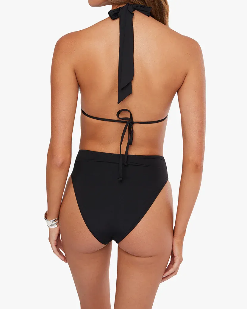 Halter Bikini Top & High Rise Bottom | Black by We Wore What