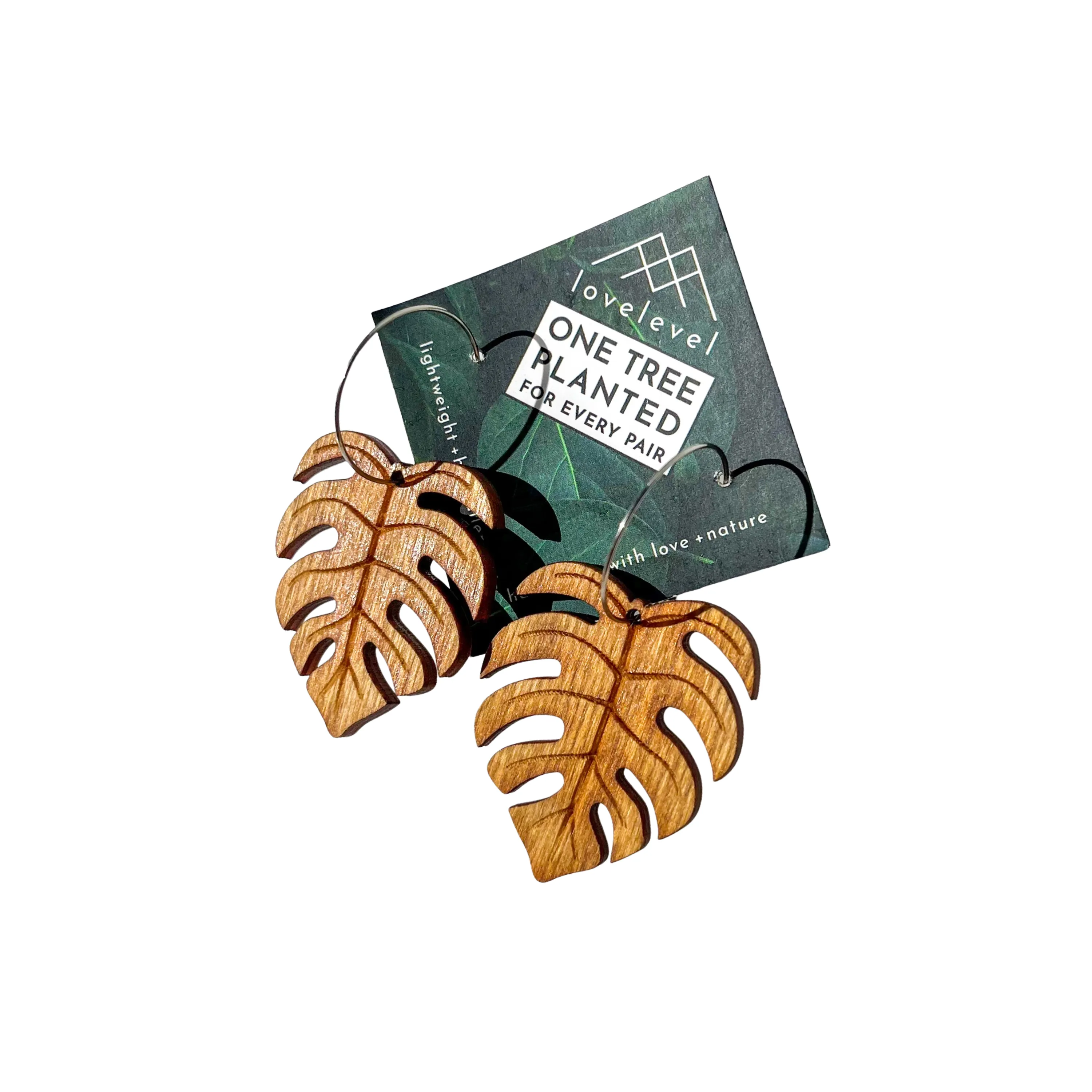 Hawaii Wood Earrings | MONSTERA