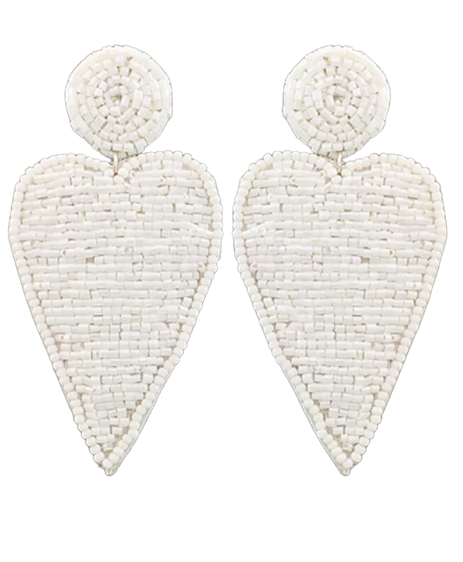 Heart Patch Earrings - White