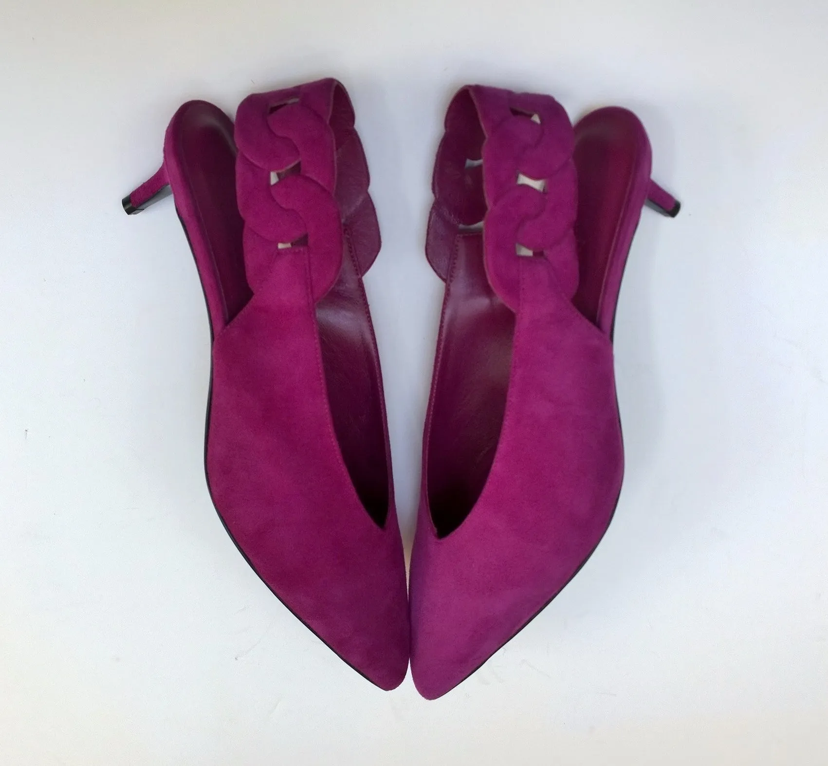 Hermes Gabriela 40 Purple Suede Slingback Heels New In Box