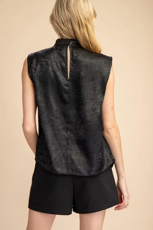 High neck black sleeveless top