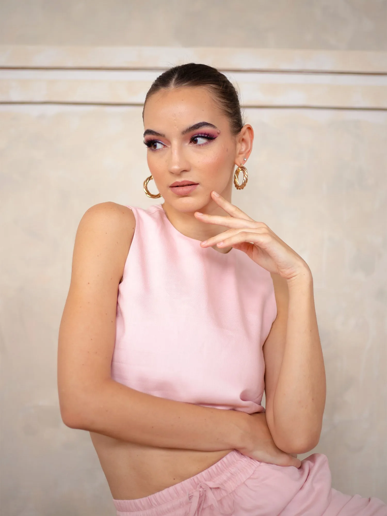 High Neck Sleeveless Crop Top