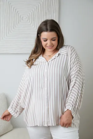 High Standards Striped Button-Up Top