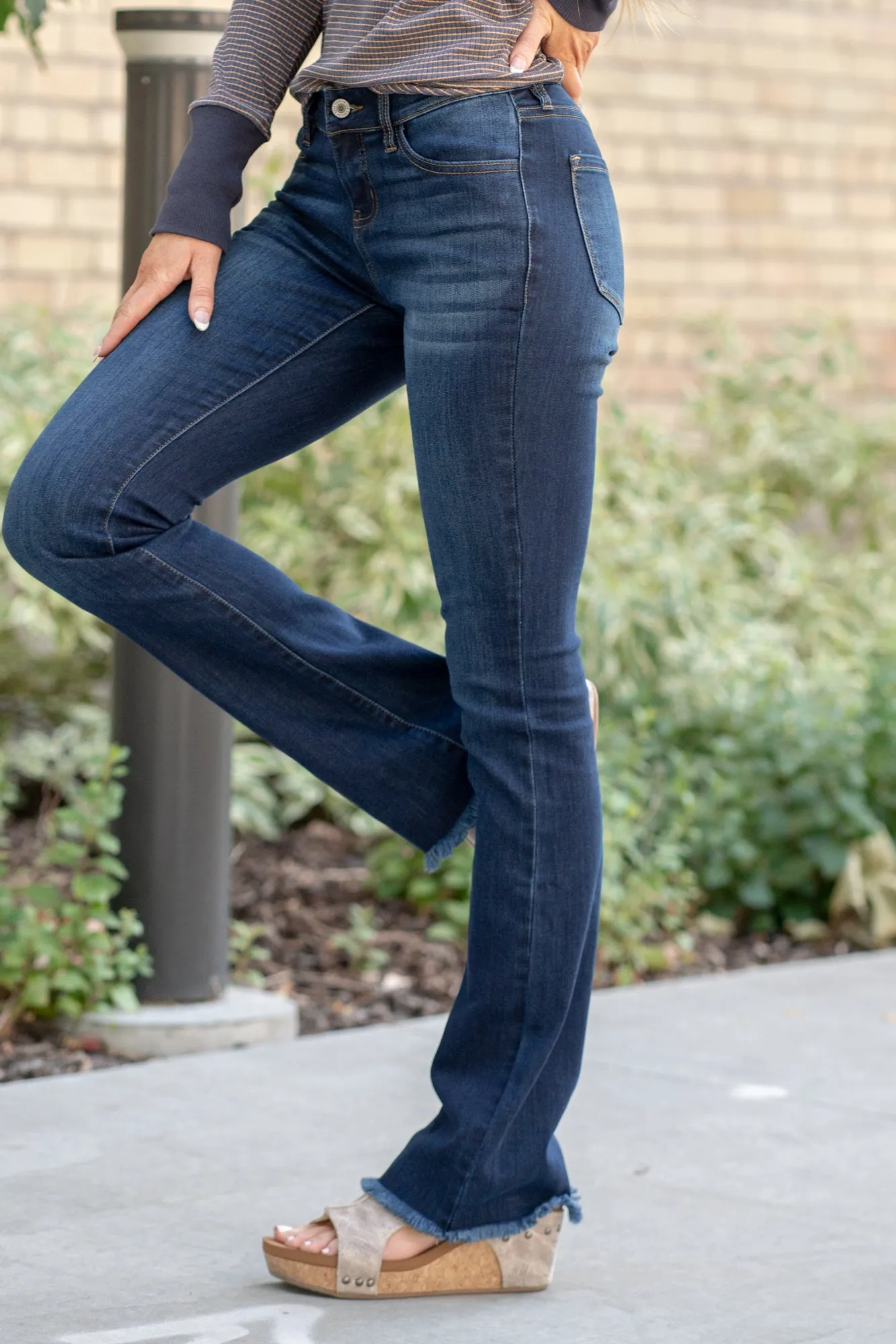 Houston Low Rise Frayed Hem Boot Cut