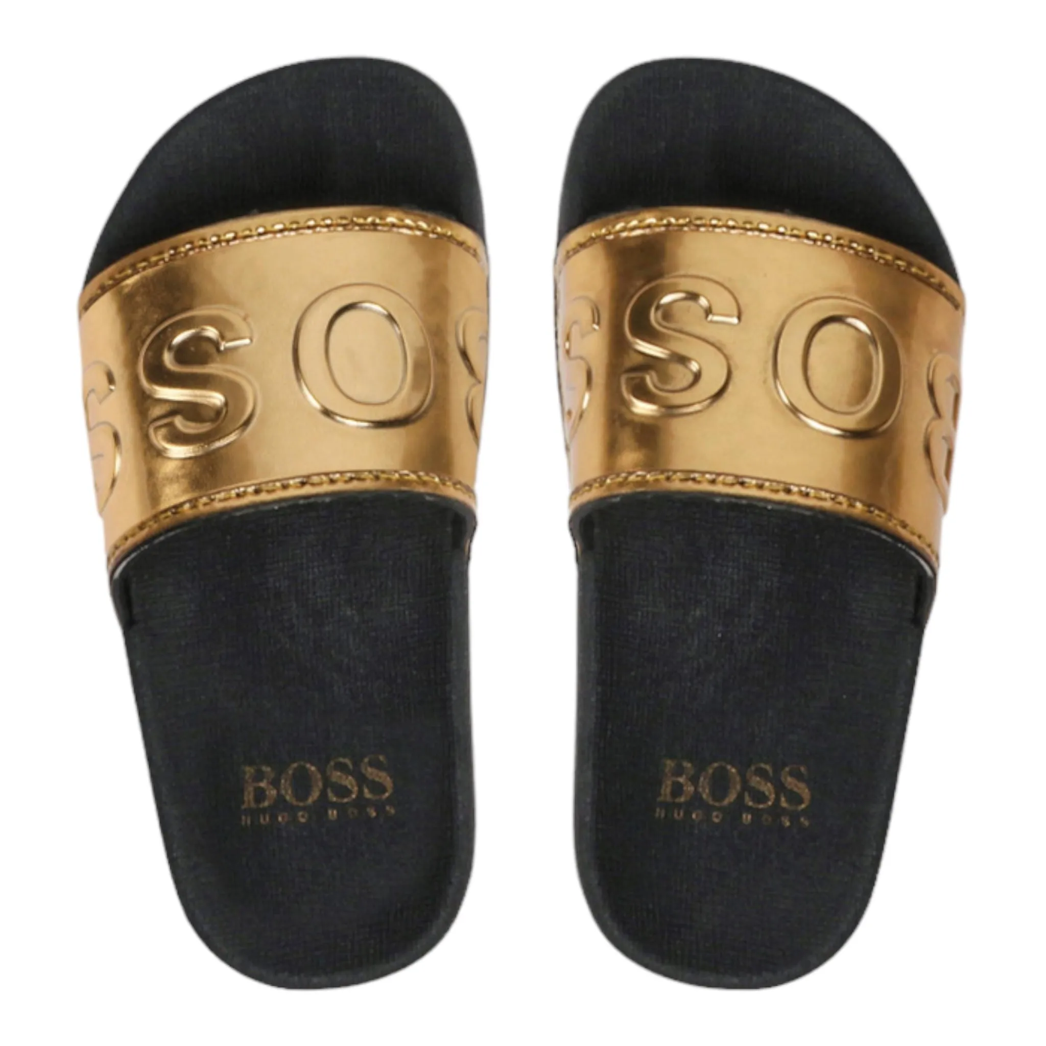 Hugo Boss Kids Gold Logo Pool Slides
