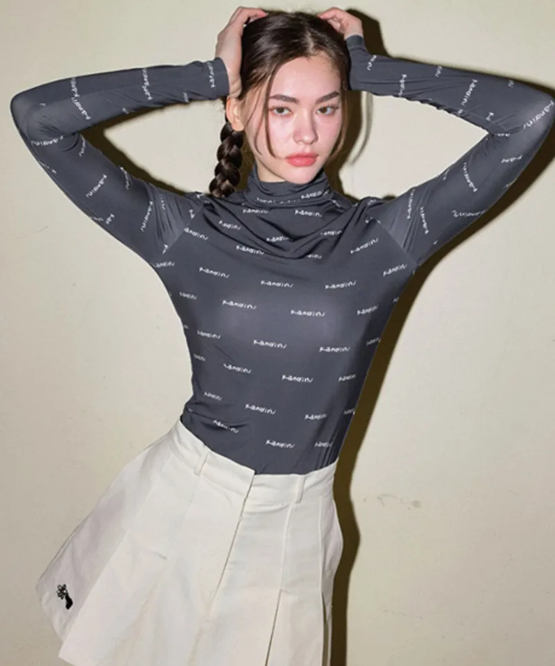KANDINI Logo High-necked Tee - Charcoal