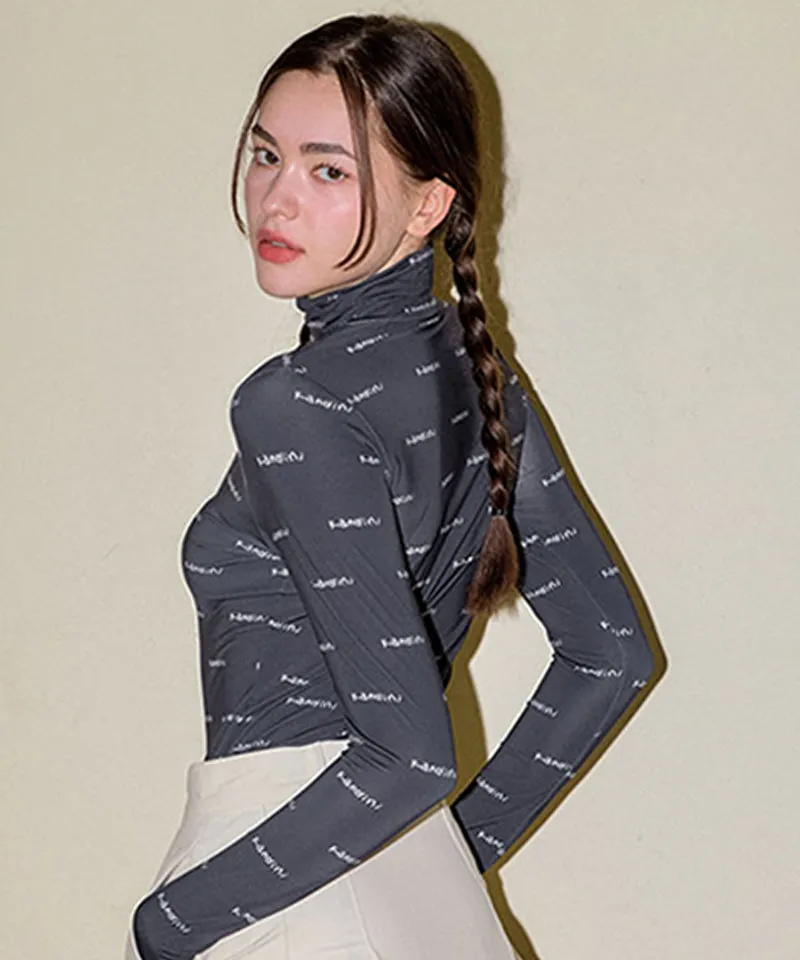 KANDINI Logo High-necked Tee - Charcoal