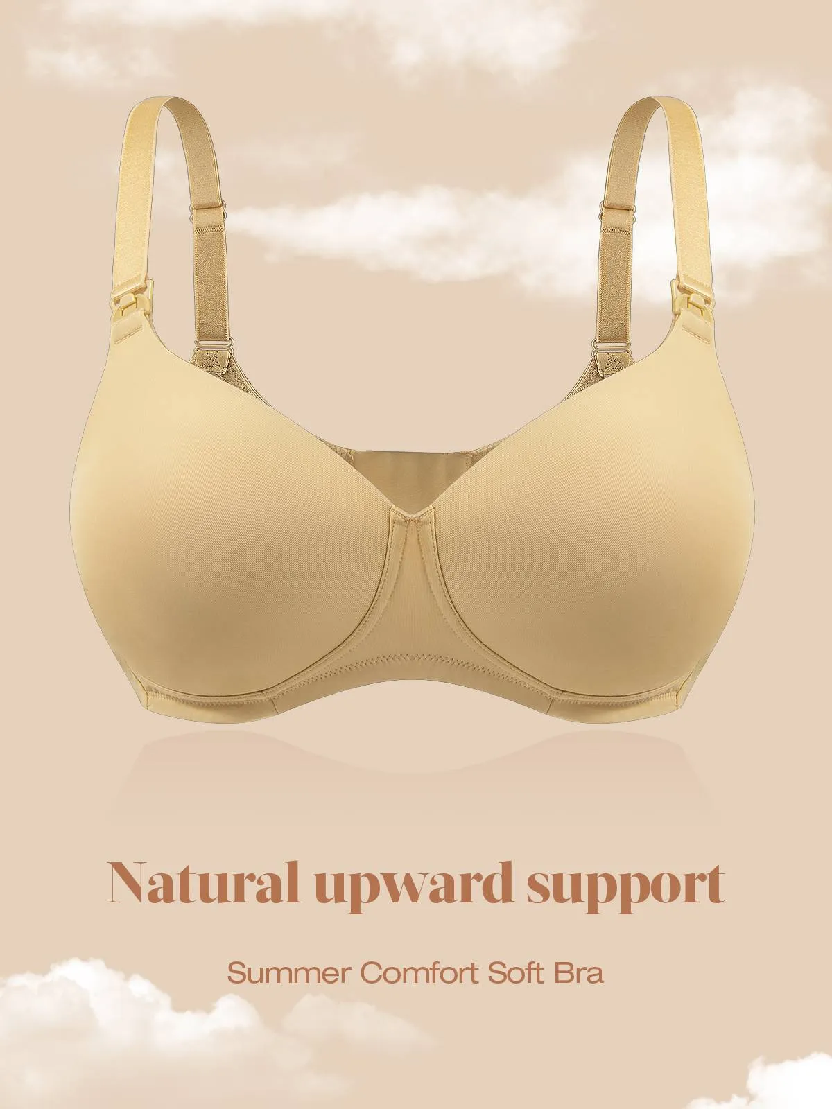Lightly Padded Wireless Breastfeeding Maternity Bra Nude