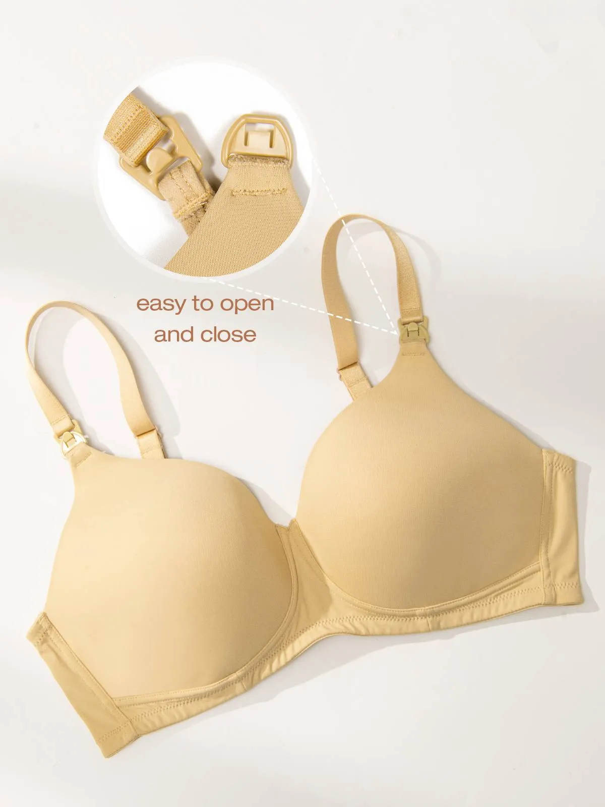 Lightly Padded Wireless Breastfeeding Maternity Bra Nude