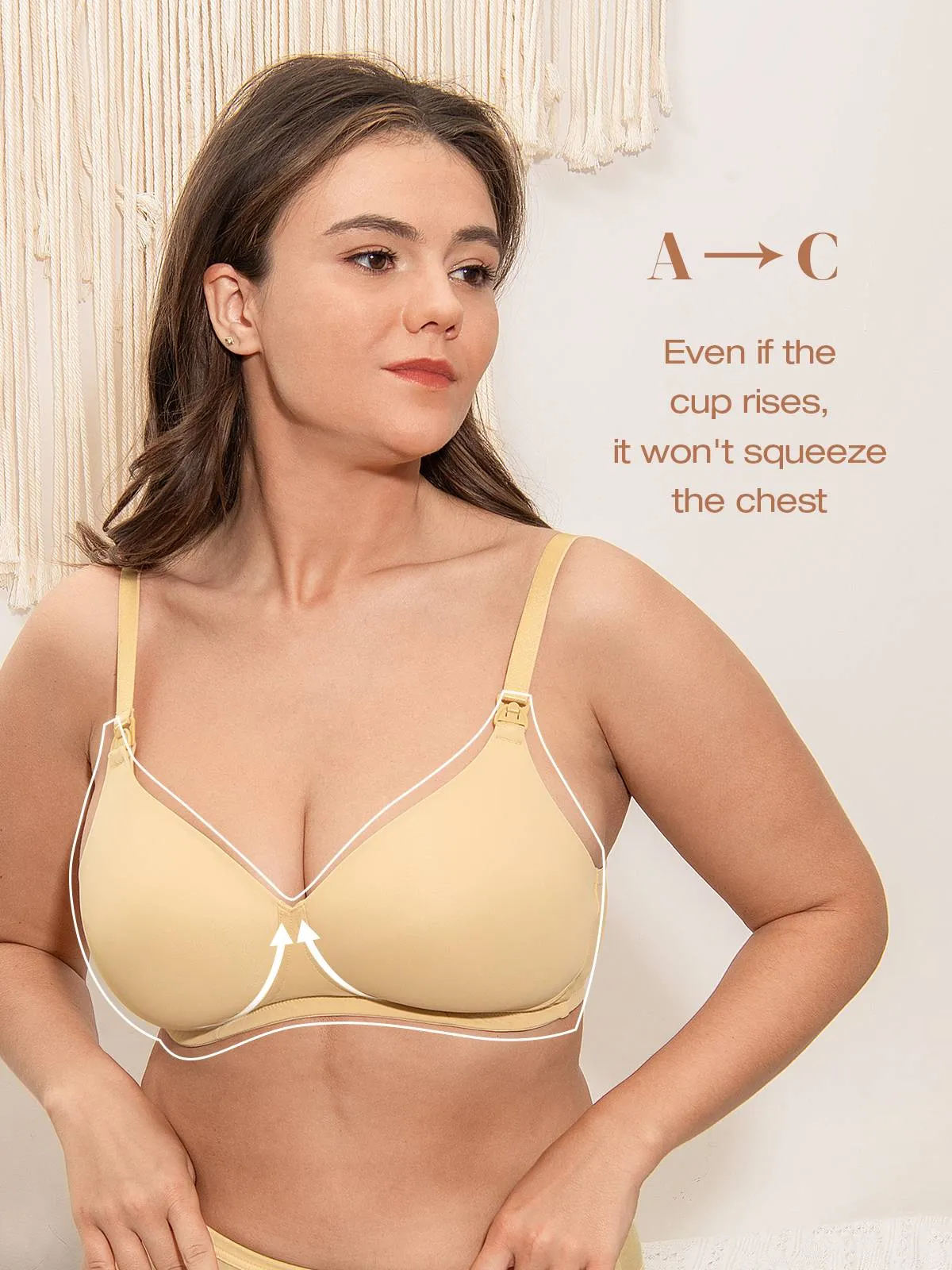 Lightly Padded Wireless Breastfeeding Maternity Bra Nude