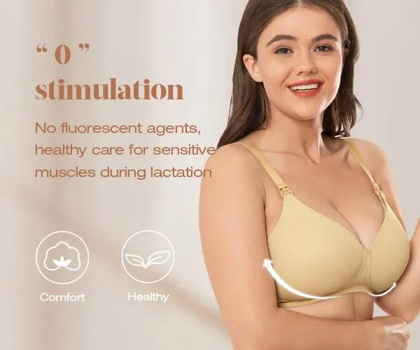 Lightly Padded Wireless Breastfeeding Maternity Bra Nude