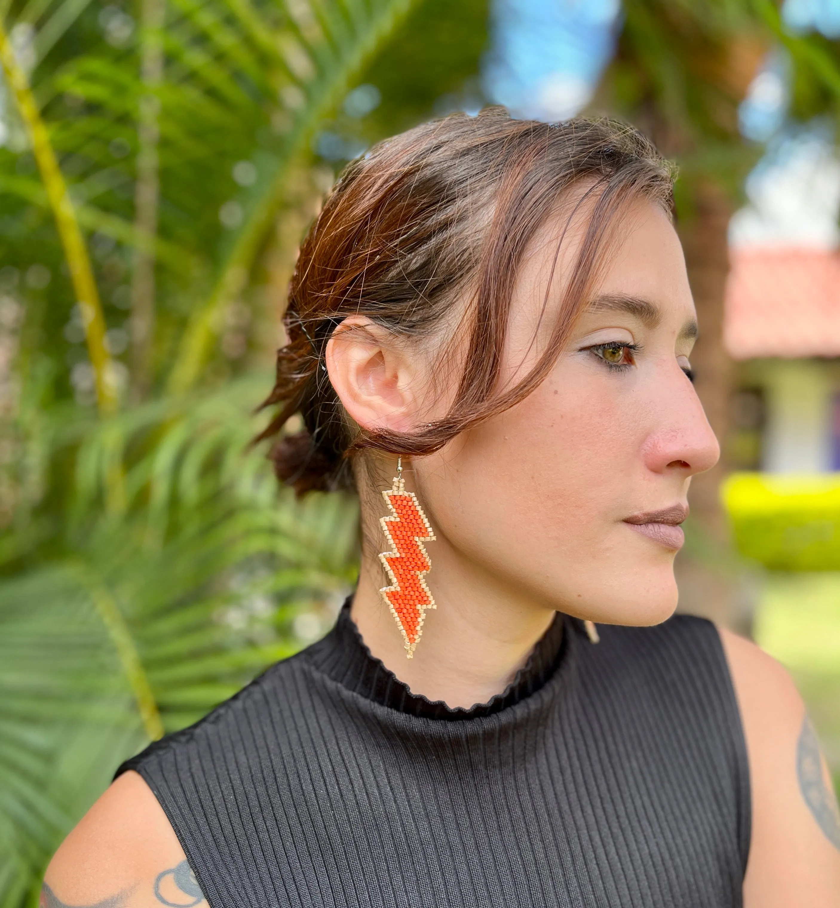 Lightweight Statement Earrings with Lightning Bolt Symbol