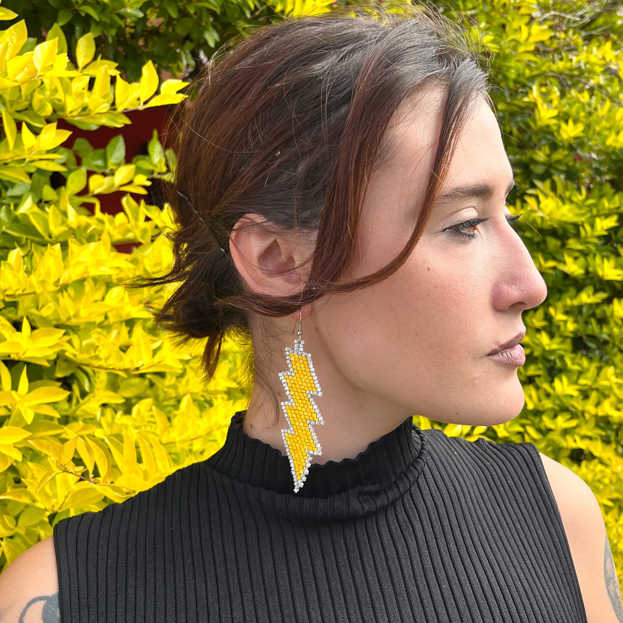 Lightweight Statement Earrings with Lightning Bolt Symbol
