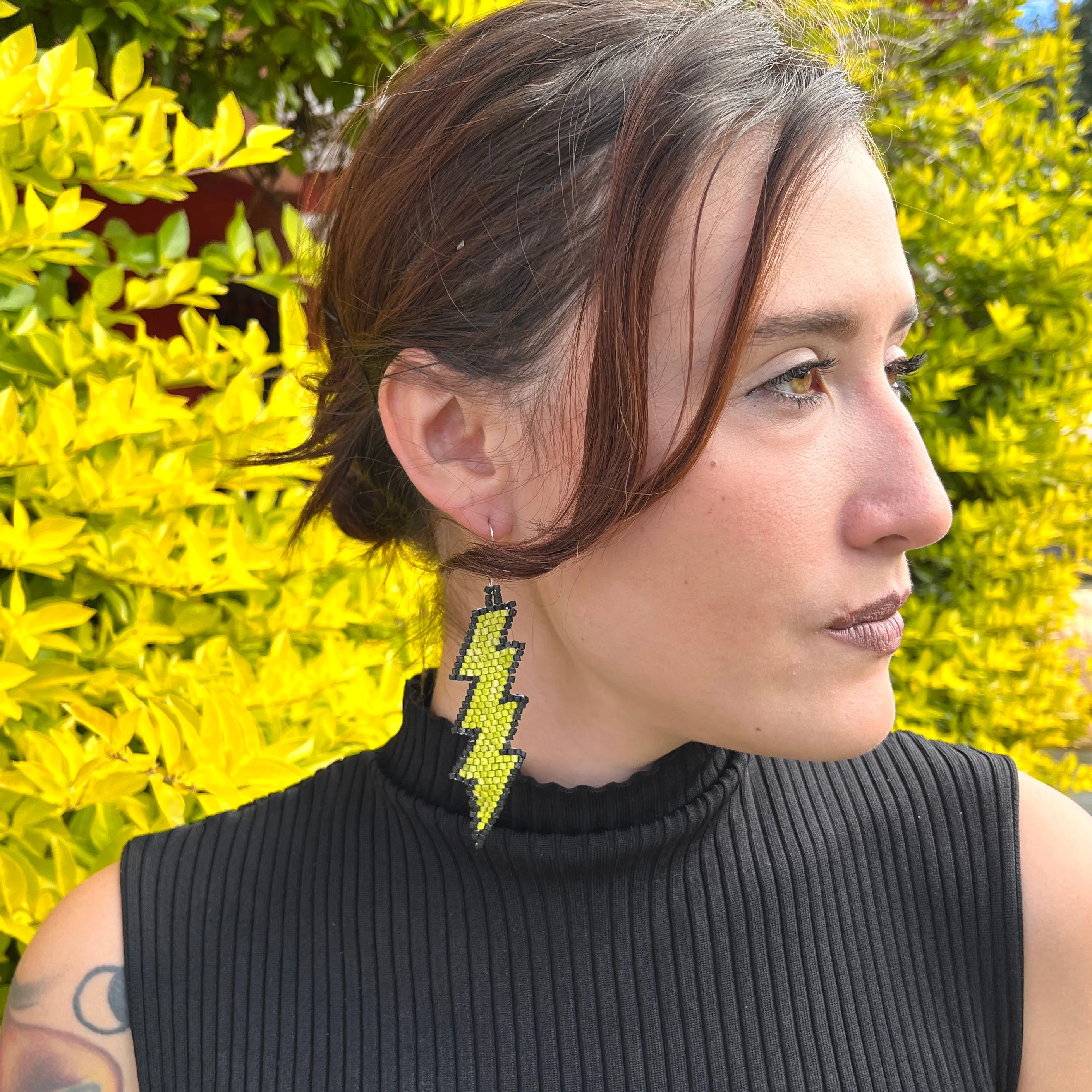 Lightweight Statement Earrings with Lightning Bolt Symbol