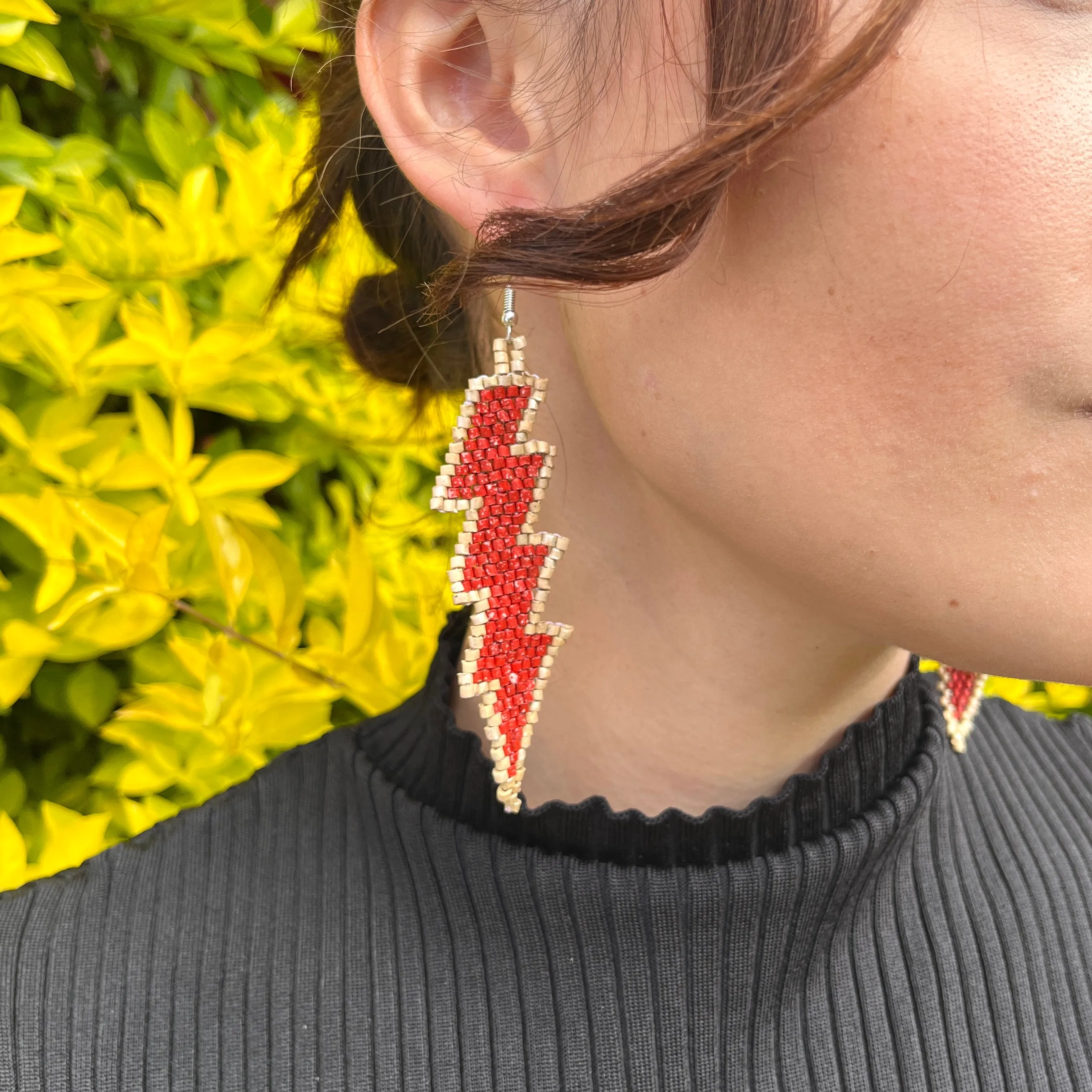 Lightweight Statement Earrings with Lightning Bolt Symbol