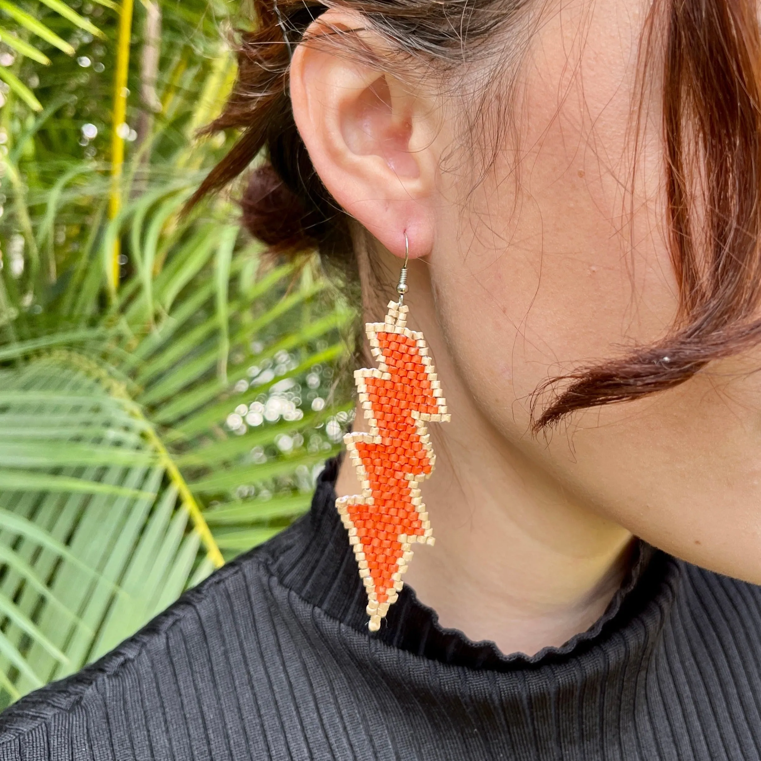 Lightweight Statement Earrings with Lightning Bolt Symbol