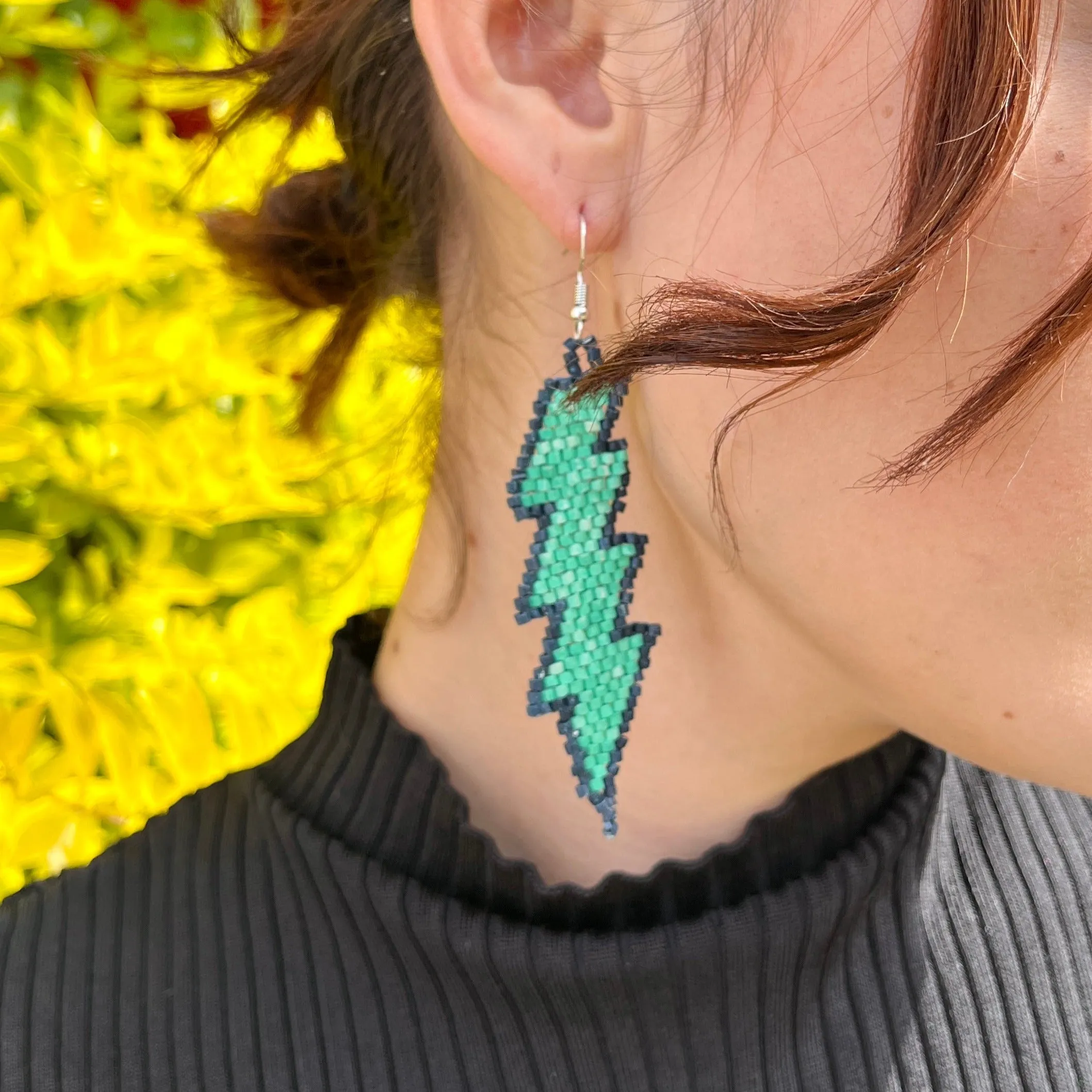 Lightweight Statement Earrings with Lightning Bolt Symbol