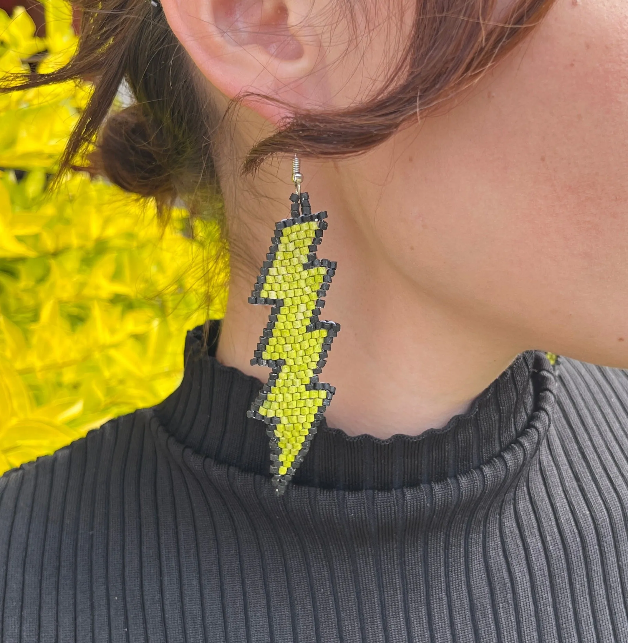 Lightweight Statement Earrings with Lightning Bolt Symbol