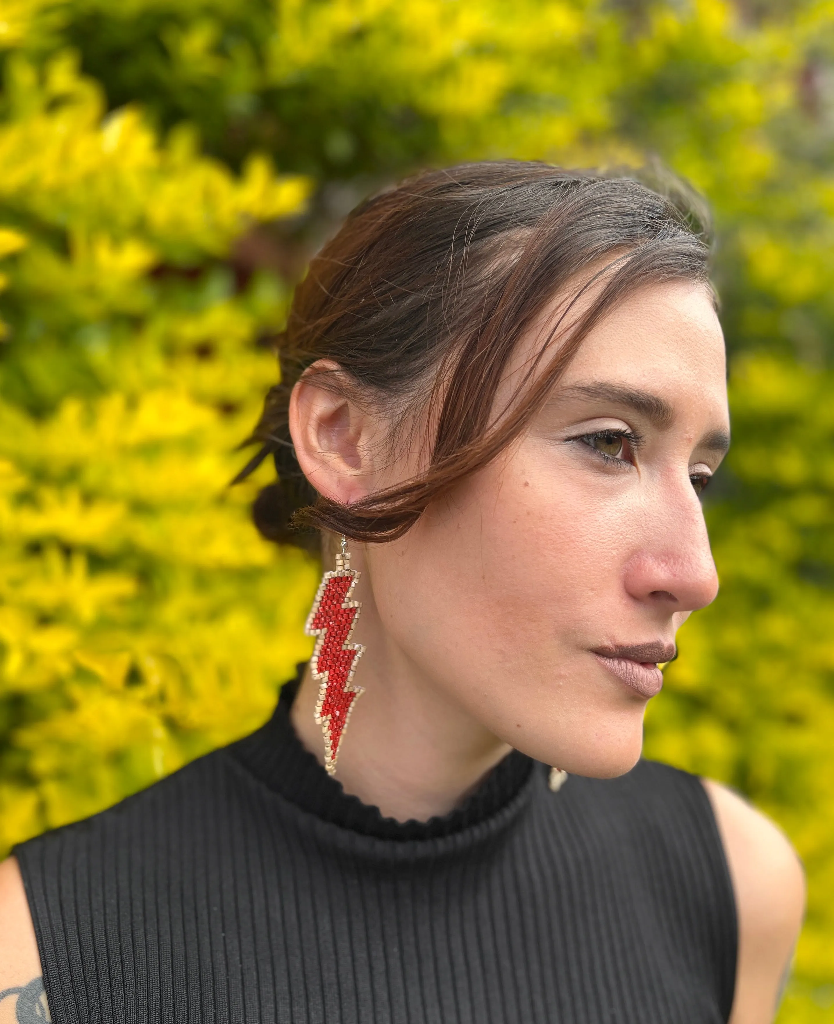 Lightweight Statement Earrings with Lightning Bolt Symbol