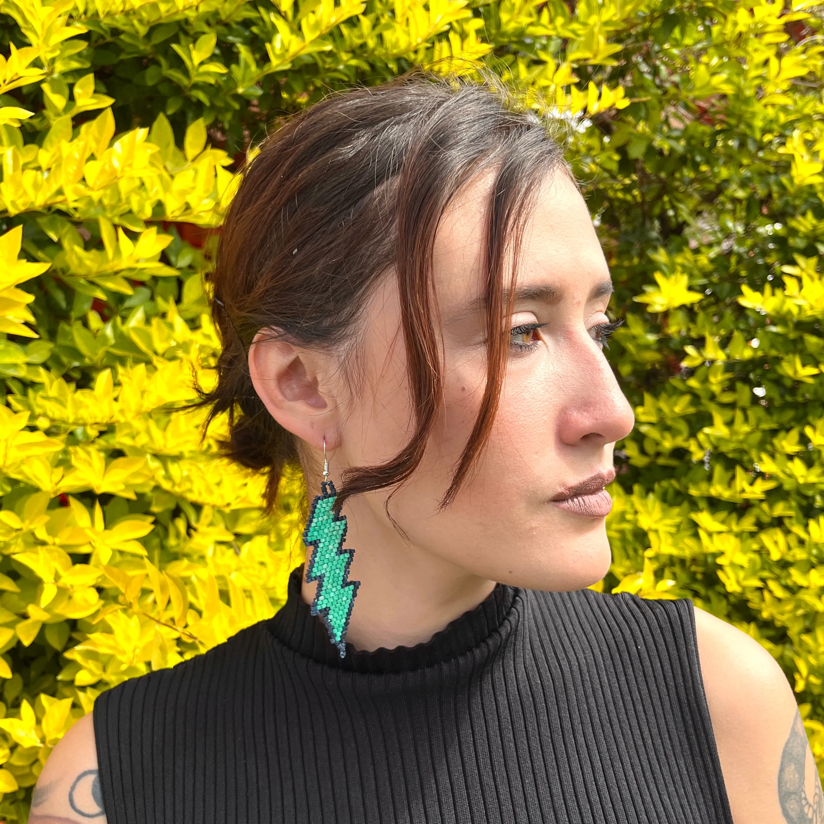 Lightweight Statement Earrings with Lightning Bolt Symbol