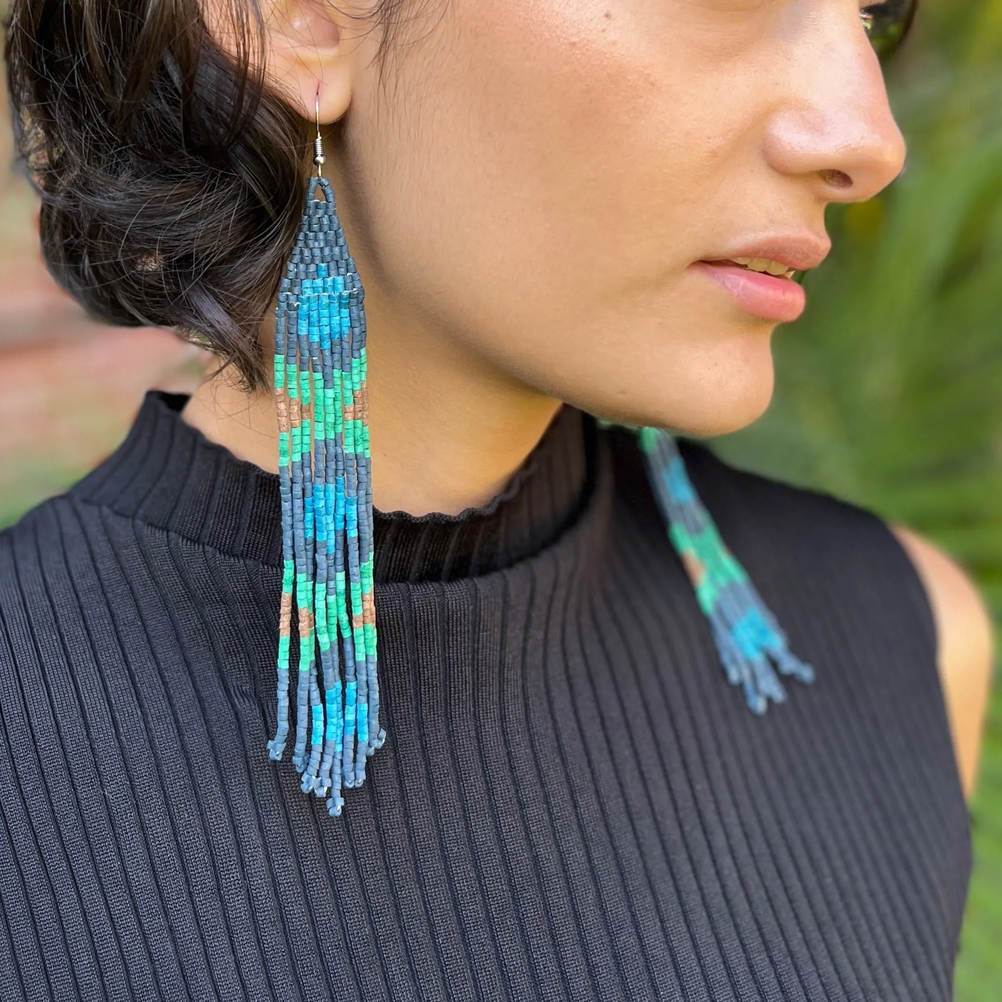 Long and Lightweight Fringe Earrings Boho Design