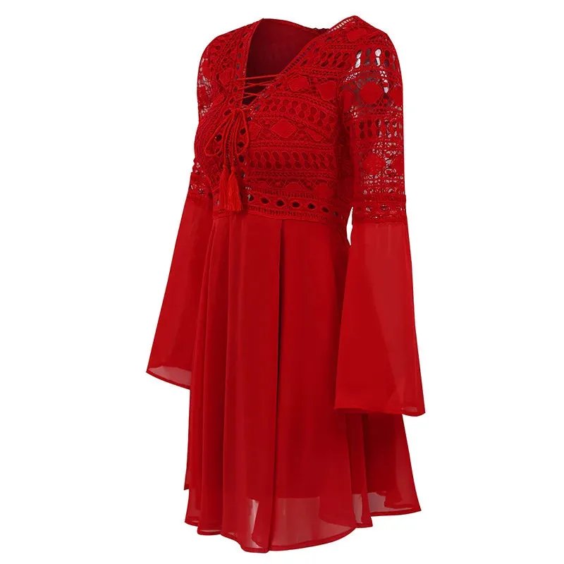 Long Sleeve Solid Color Mini Dress