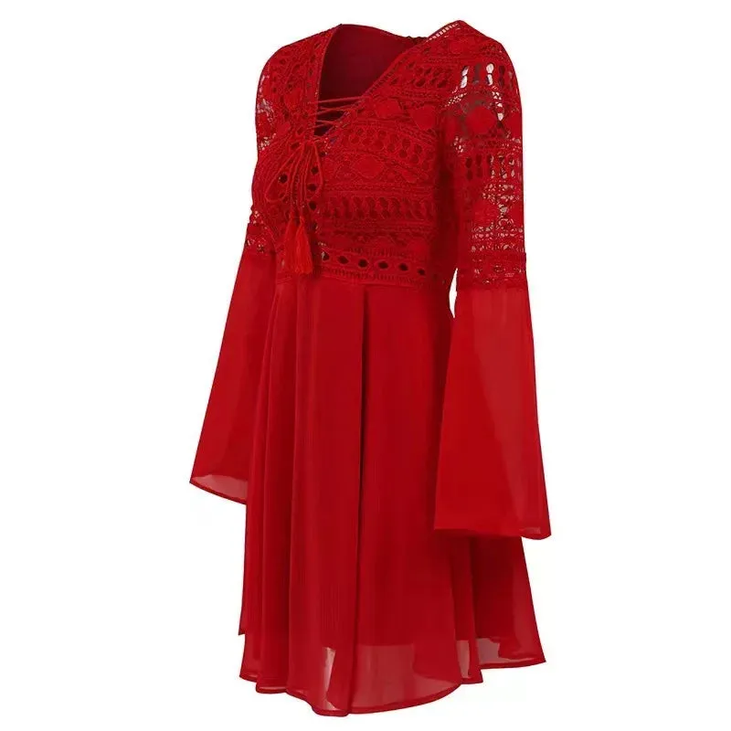 Long Sleeve Solid Color Mini Dress