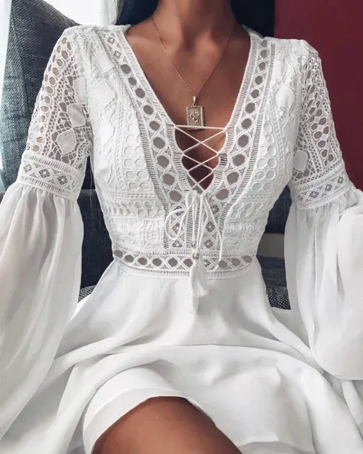 Long Sleeve Solid Color Mini Dress
