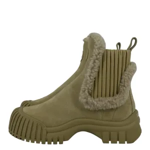 LOUIS VUITTON Ruby Flat Suede Ankle Boot Beige Size 36 1/2