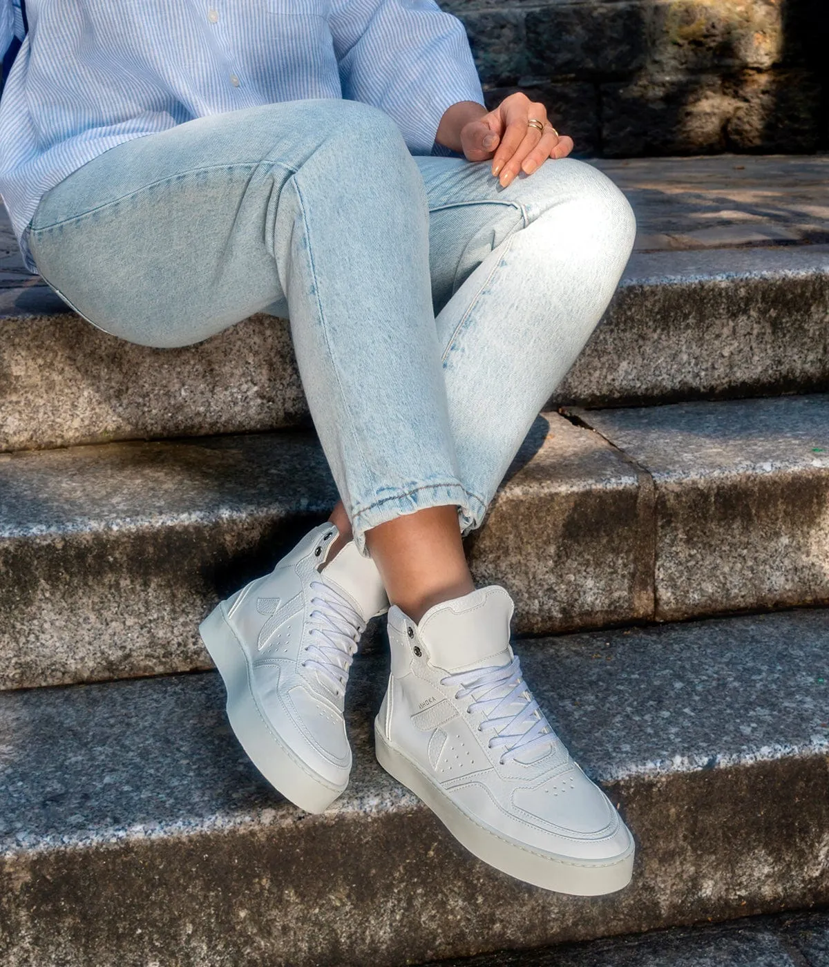 Mateo Unisex Biosourced & Recycled High-Top Sneakers | White