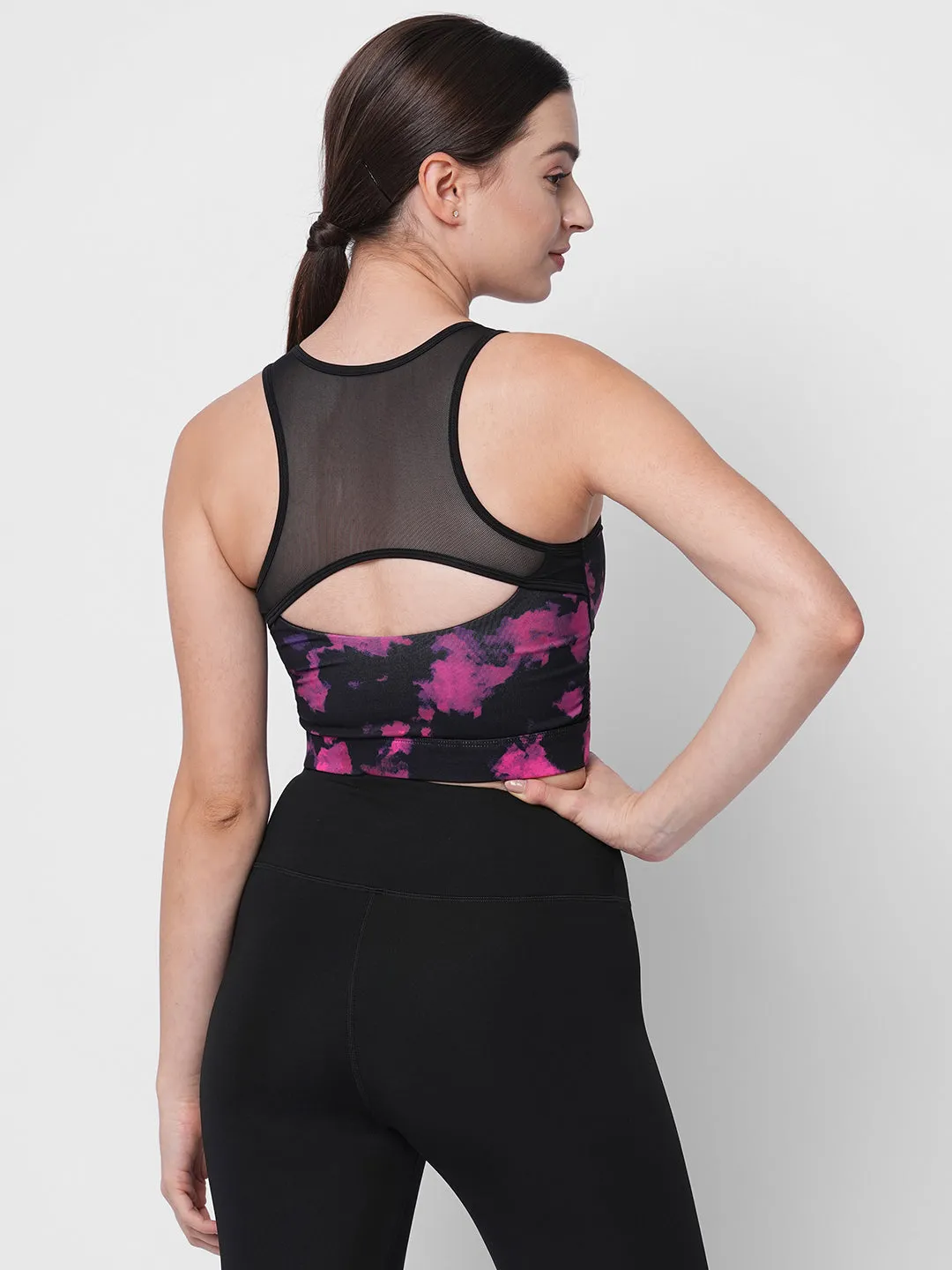 Multi print styled back sports bra