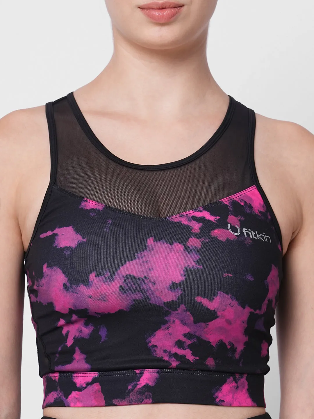 Multi print styled back sports bra