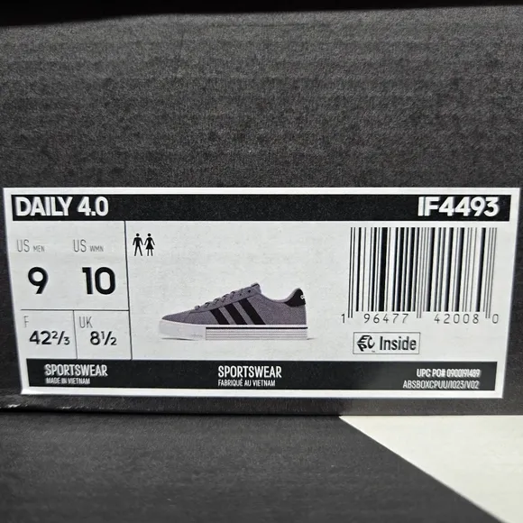 New adidas Daily 4.0 Grey Core Black Men's Shoes Size 9