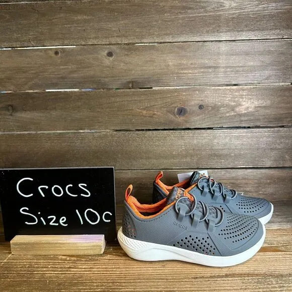 New Kids Crocs Lite Ride Pacer Gray Athletic Casual Sneakers Shoes Size 10‎ C