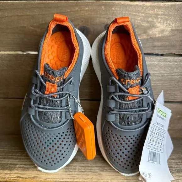 New Kids Crocs Lite Ride Pacer Gray Athletic Casual Sneakers Shoes Size 10‎ C