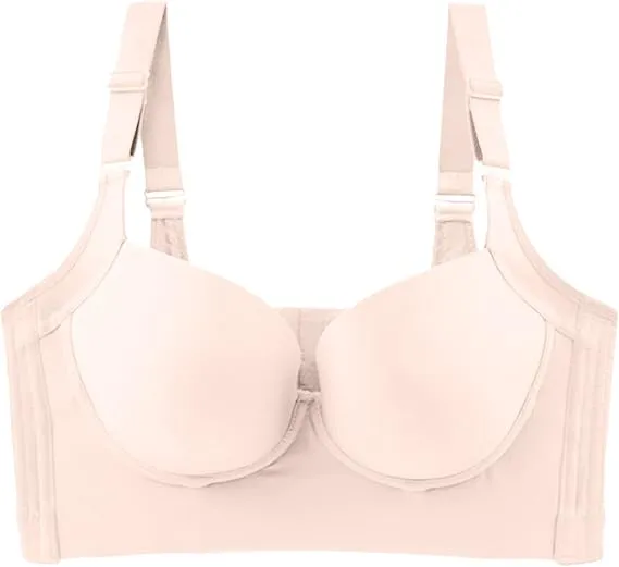 NEW New Year A- One Fab Fit Underwire Bra Push Up T Shirt Bra Modern Demi Bra Lightly Padded Bra with Convertible Straps Compression Sports Bra, Beige, Sz 36D