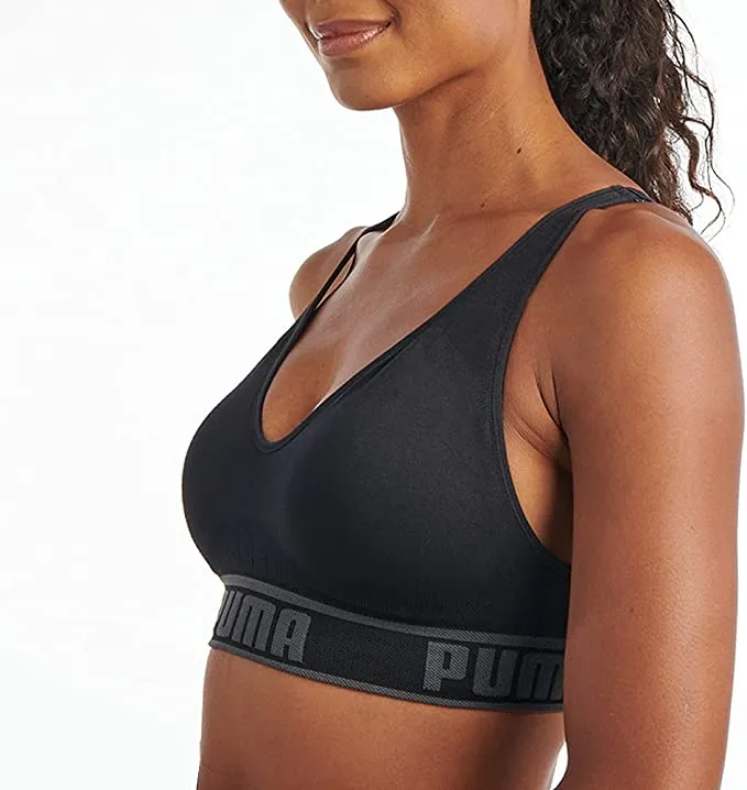 New PUMA Womens Women's Seamless Sports Bra, non padded, Black, Sz XL!