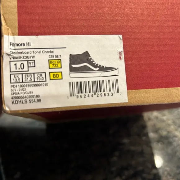 *NEW* VANS Filmore Hi Tonal Checkerboard Grey/W Sz: 1 Youth