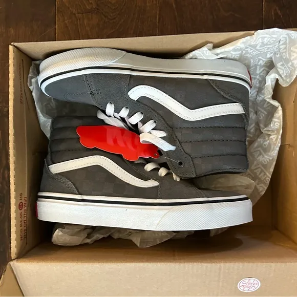 *NEW* VANS Filmore Hi Tonal Checkerboard Grey/W Sz: 1 Youth