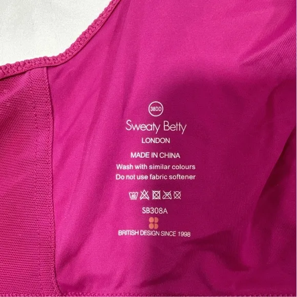 NWT $68 Sweaty‎ Betty [ 38DD ] Ultra Running Sports Bra in Phlox Pink