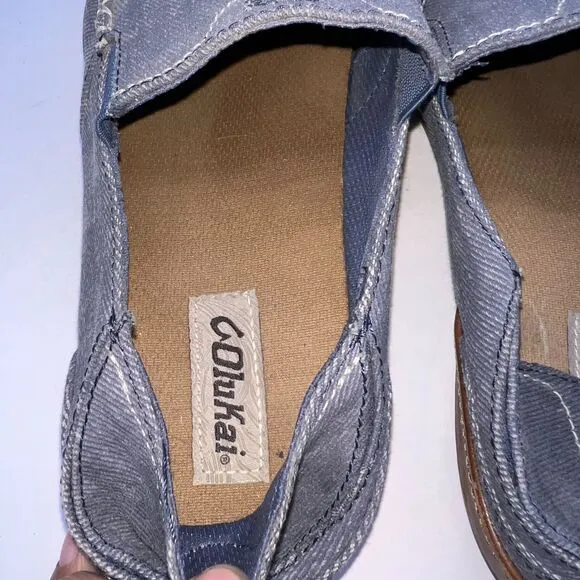 OLUKAI Puhalu Canvas Vintage Indigo Tan Size 10.5
